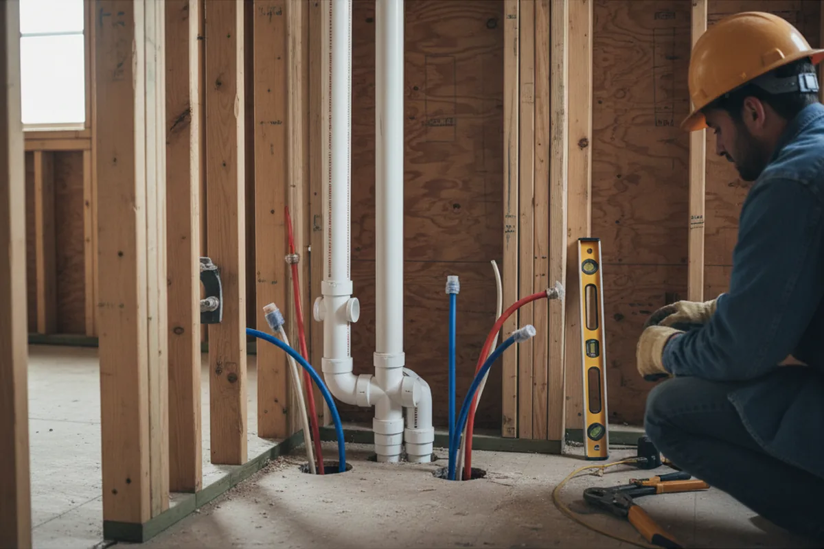 Drain and supply rough-in during Leak Detection in Conyers